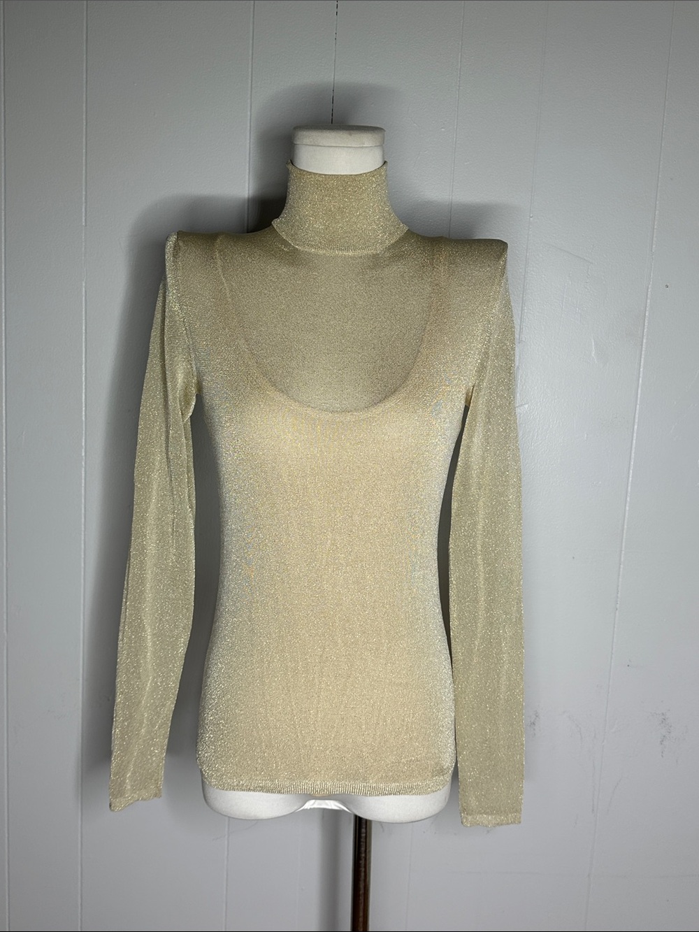 MaxMara Bodycon Lamè Turtle Neck Mesh Knit Top And Cami Set